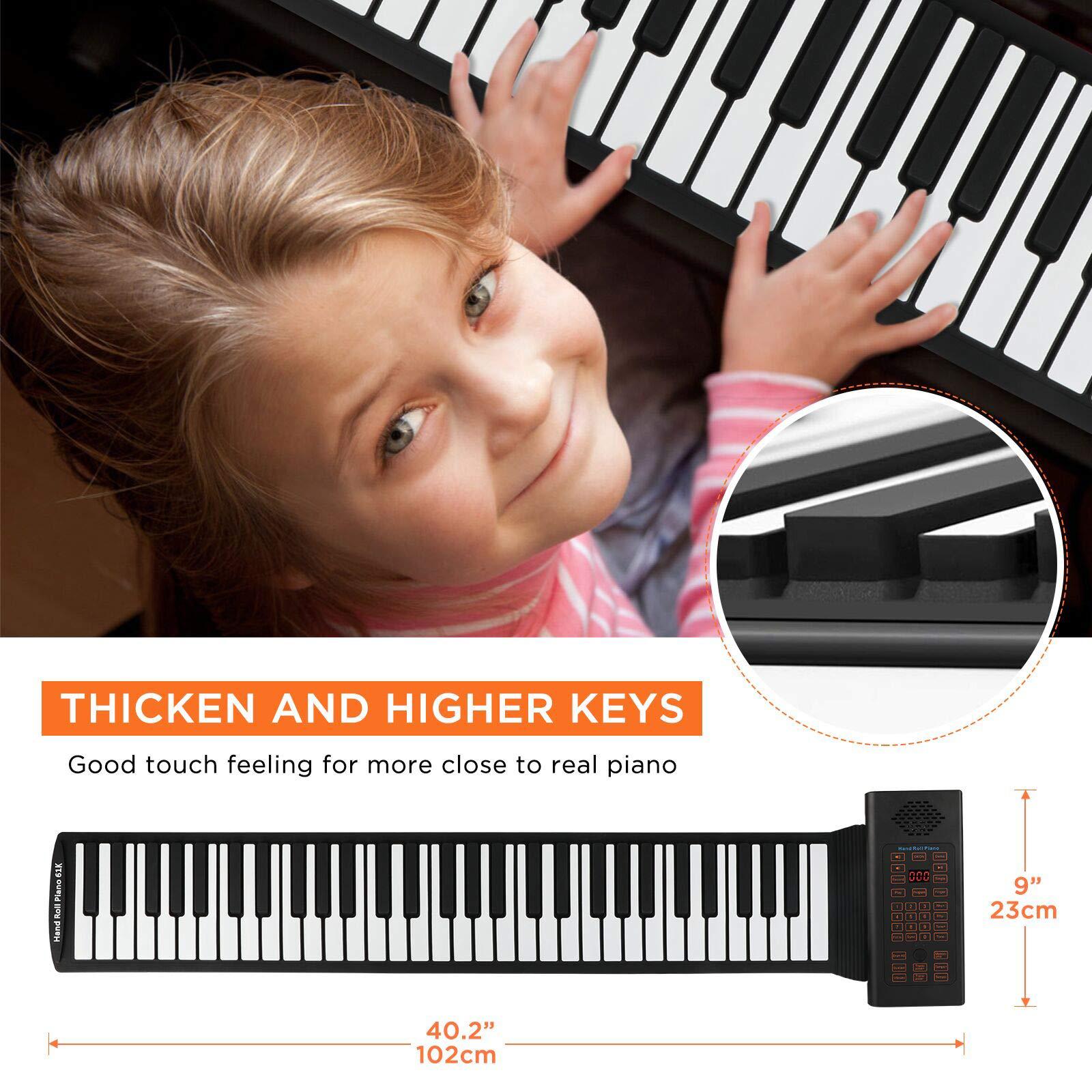Пианино скручивающееся 88 клавиш Перезаряжаемое Портативное Электрическое Складное Пианино со 128 Ритмами 128 Звуками для Начинающих