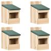 Day and Night - Day and Night Bird House 4 Units Fir Wood 12x16x20 Cm