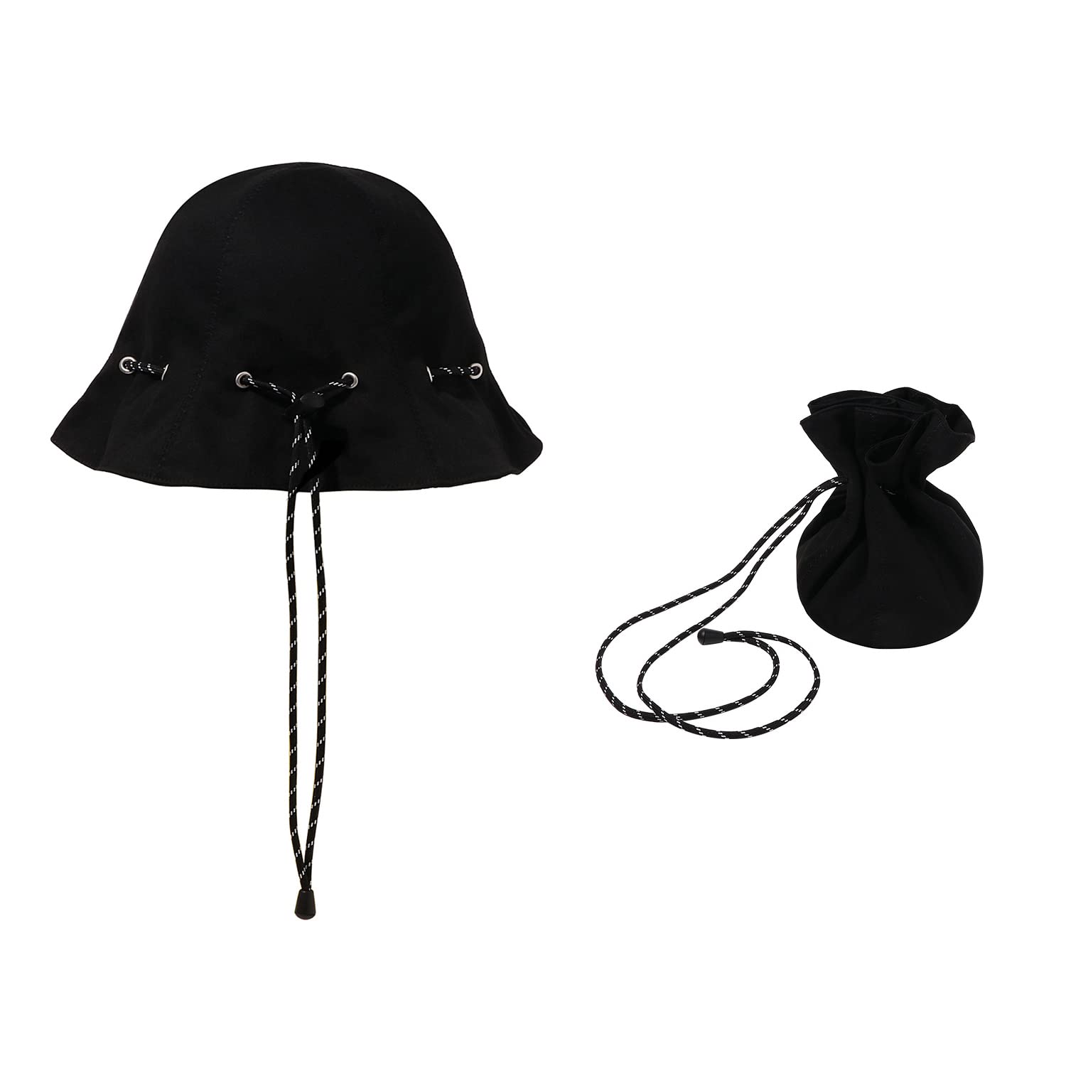 

Панама Croogo для мужчин и однотонный кошелек для монет для женщин, лето, простой, цветной, 100% хлопок, регулируемый, двусторонний, (G-WBF5-Черный)