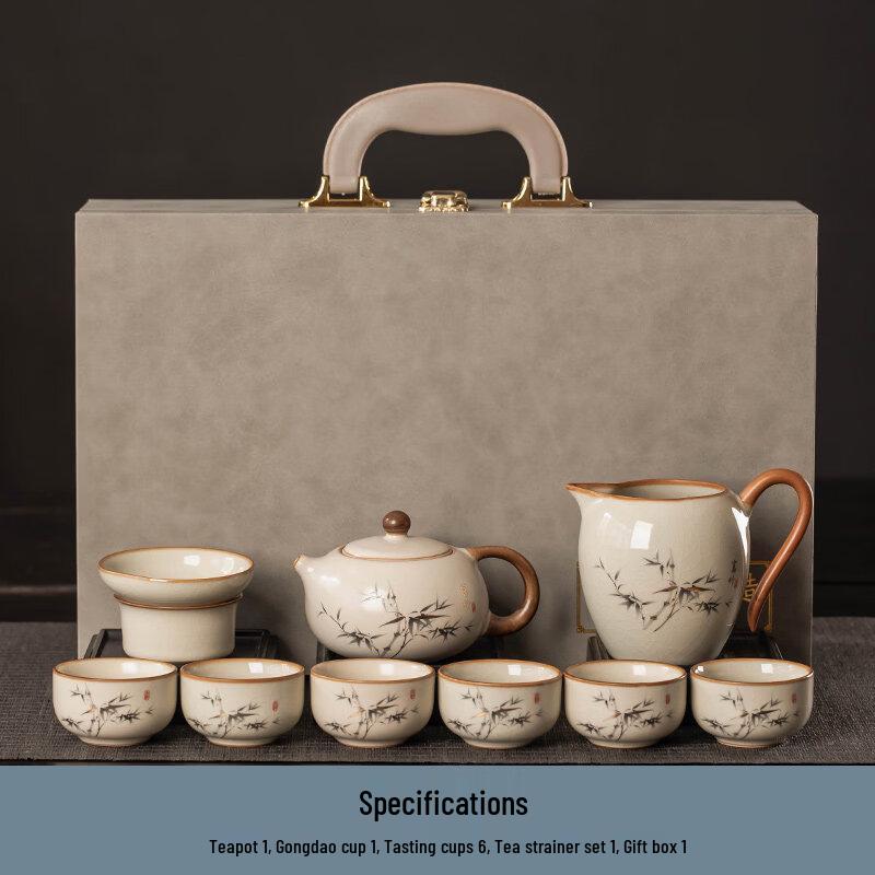 Ru Kiln Ceramic Tea Set - Xishi Pot 10-Piece Gift Set