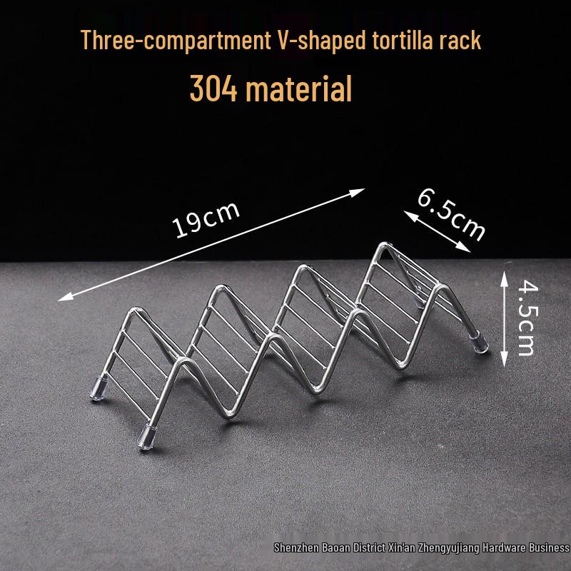 304 Stainless Steel V-Shaped Taco Holder for 2 or 3 Tortillas