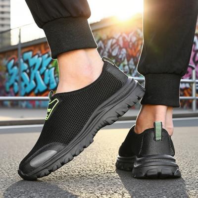 Men'S Slip On Shoes Breathable Easy To Wear Comfort Flat Shoes Mesh Fashionable Lightweight Anti Slip Hiking Shoes Sneakers Men