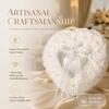 Rhinestone Decoration Wedding Ring Pillow Ribbon Pearl Heart Shaped Ring Box  For Bride