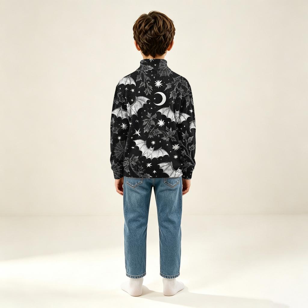 Kids' Knit Sweatshirt with Halloween Print for Fall Festival