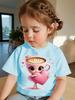Italian Brainrot Cute Meme T-Shirt for Girls Clothes Ballerina Cappuccino Print Tee Tops Pink Summer Kawaii Outfits Streetwear