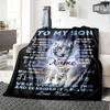 Mom'S Love For Son Throw Customizable Blanket Personalized Name Ultra Soft Versatile For Sofa Couch Office Bed Picnics All Season Use Stylish Decor