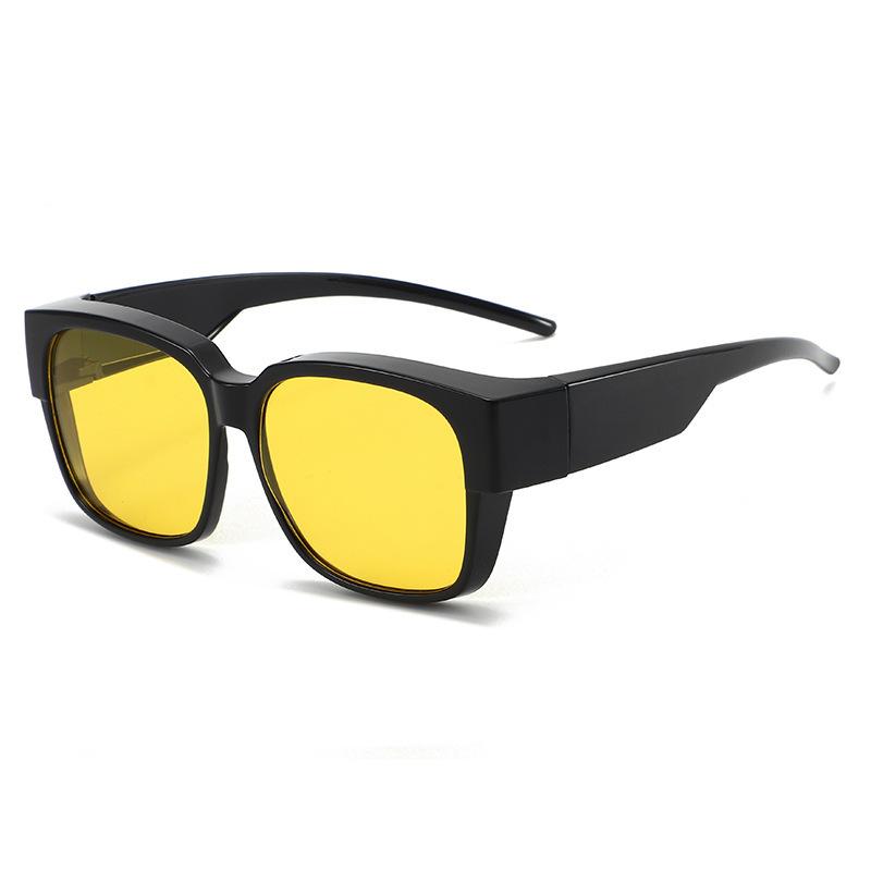 

Viral Clip-On Sunglasses Large Frame for Nearsighted UV Protection Driving Over-Glasses Clips, Fashionable Sunshield Accessories жёлтый
