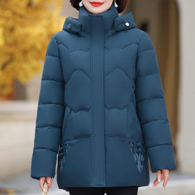 

Зимние куртки женские парки элегантные свободные толстые теплые вышивка верхняя одежда среднего возраста женские пальто 6XL синий