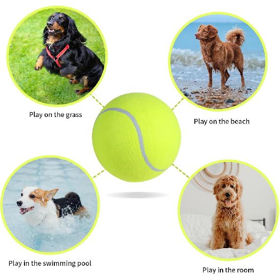 Susu & Wuwu Giant Tennis Ball for Dogs Yellow Big Tennis Ball for Dog Birthday Gift 9.5" Pet Toy Balls for Small/Medium/Large Dogs