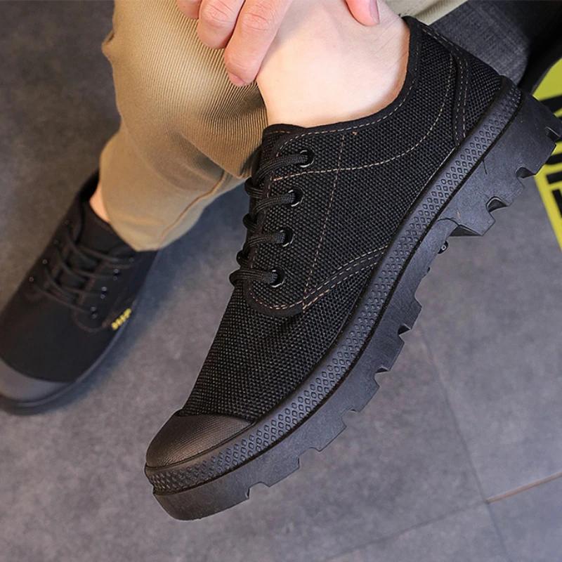 Canvas Sneakers Men Breathable Sport Shoes Outdoor Wear-resistant Men's Hiking Shoes Fashion Lace-Up Training Working Shoes Male