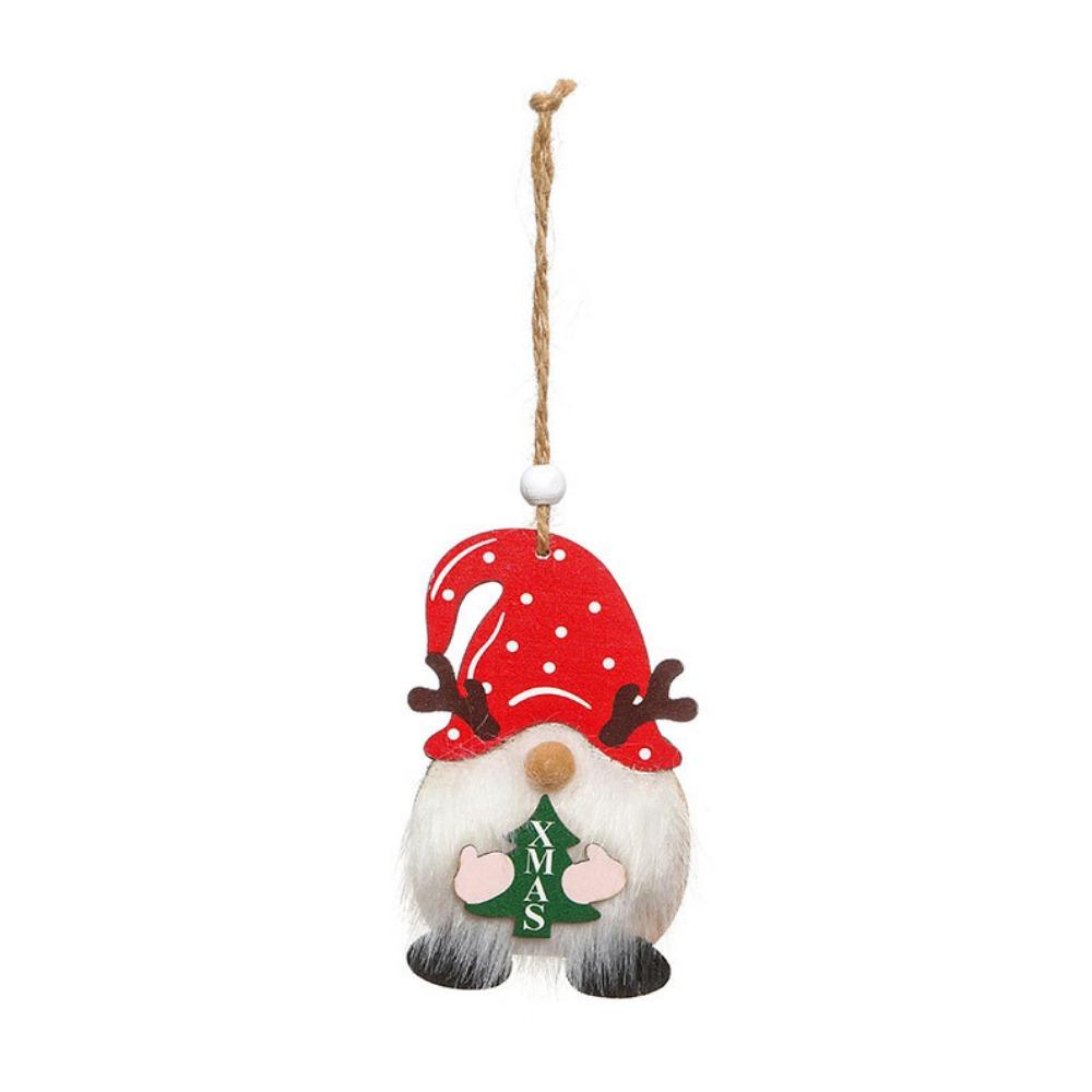 Decorative Wooden Gnome Pendants 2D Xmas Elf Doll Ornaments  Christmas Gift