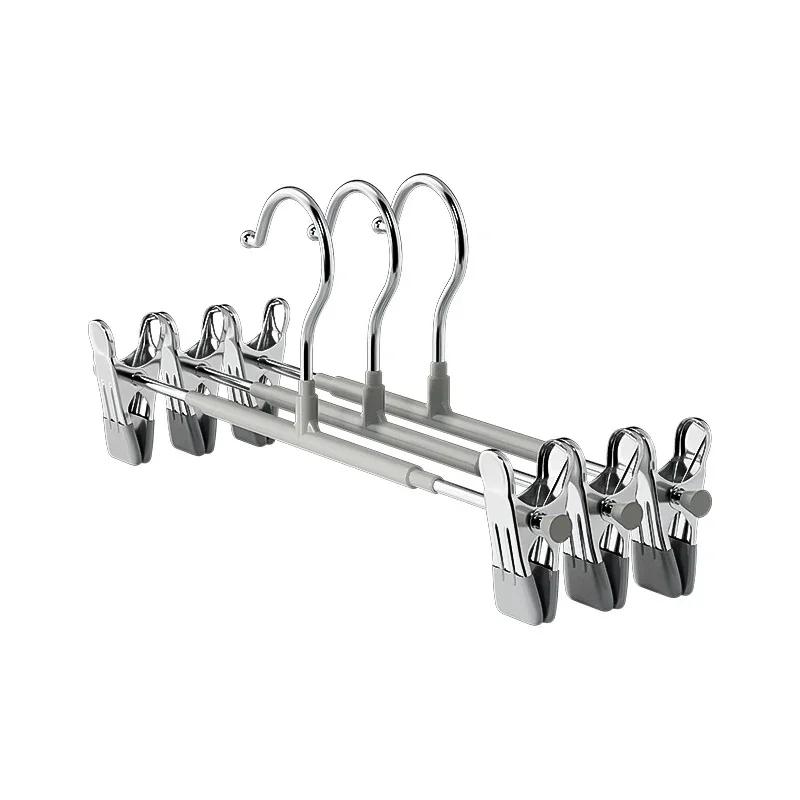5Pcs Windproof Metal Hanger for Clothes Home Pants Coat Non-slip Drying Hangers with Adjustable Clips Closets Storage Organizer