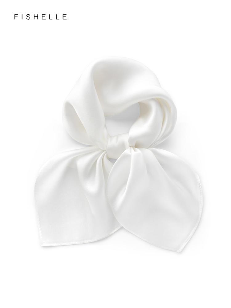 White pure color 100% natural silk scarf men women scarves small square scarfs shawl luxury gift headband wrap handkerchief
