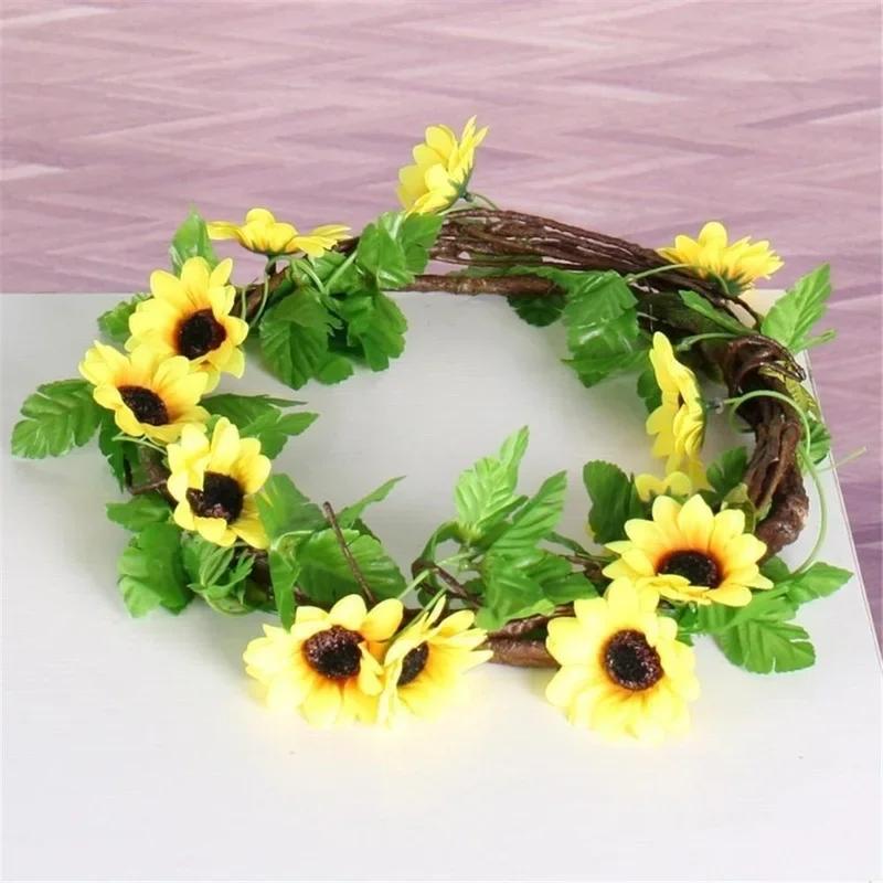 260 Cm Simulated Sunflower Wedding Arch Decoration, Plastic Flower Wind Pipe Decoration Suitable For Romantic Weddings