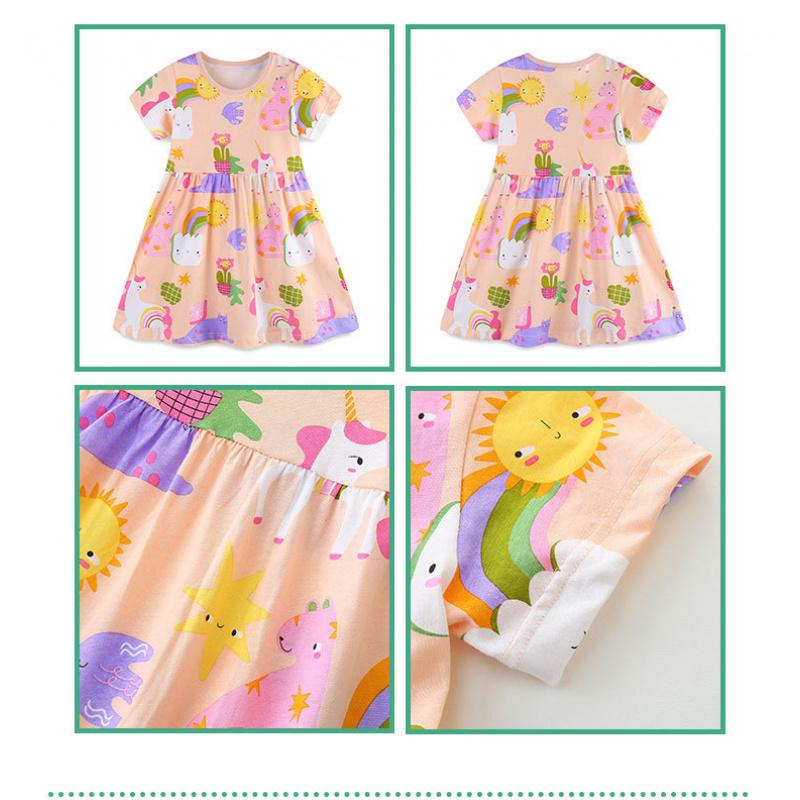 Girls' Dress, Children'S Cartoon Print Princess Dress, New Summer Children'S Dress