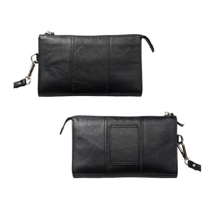 Etui Sac À Main - ITEL - WISH A21 - Cuir Véritable - Multifonction - Noir