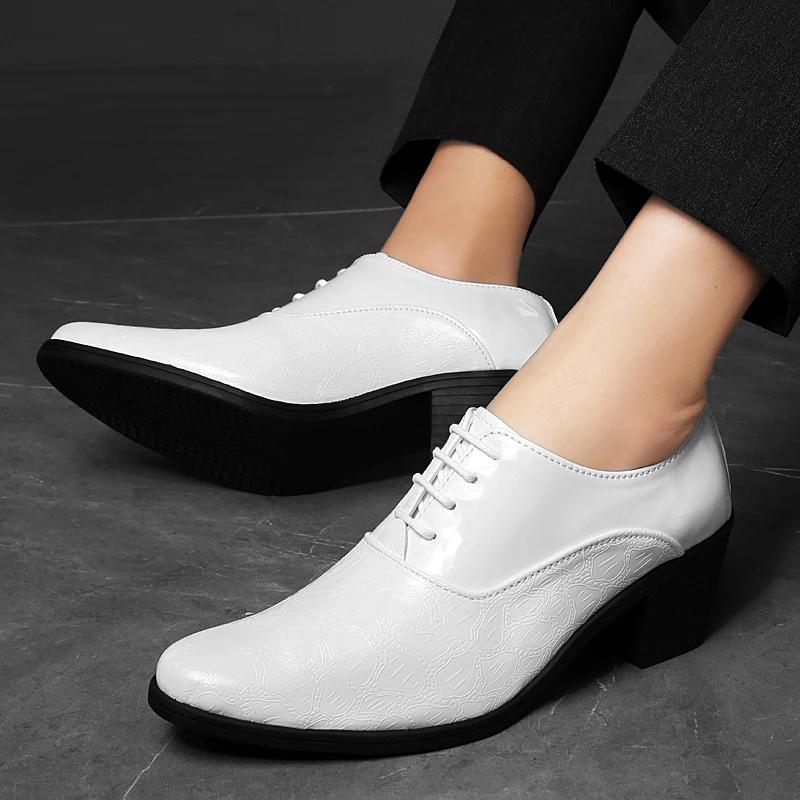 New Arrival Pointed Men's Shoes Red Leather Shoes Big Size 46 Men Height Increasing High Shoes for Men Zapatos Hombre De Vestir