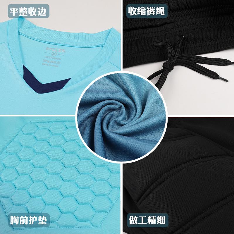 Football Goalkeeper Jersey Set Men's Adult Long-sleeved Sponge Pads Game Training Goalkeeper Jersey Spot Wholesale