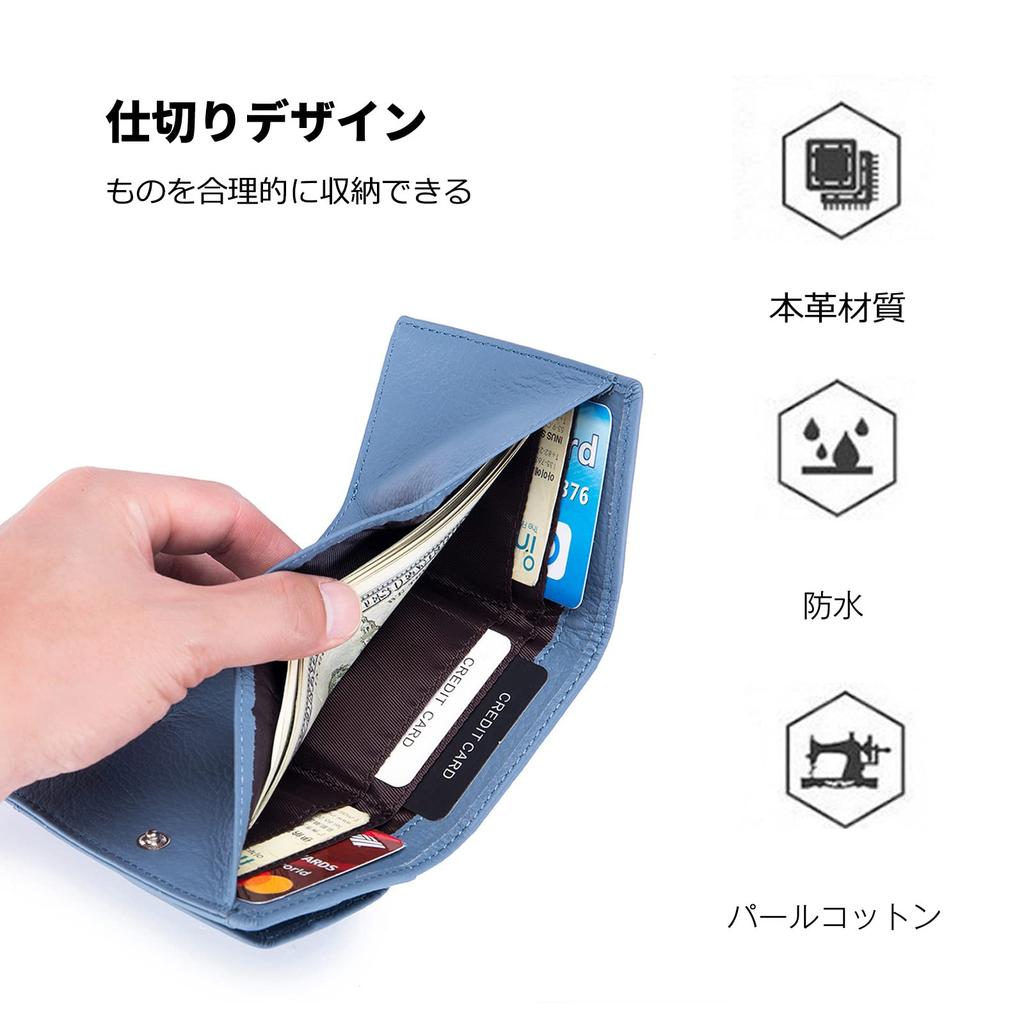 FANDARE Women's Mini Tri-fold Wallet, Genuine Leather, Popular Small Box-Shaped Coin Purse, Anti-Skimming, Card Storage, Coin Case, Cowhide Leather,