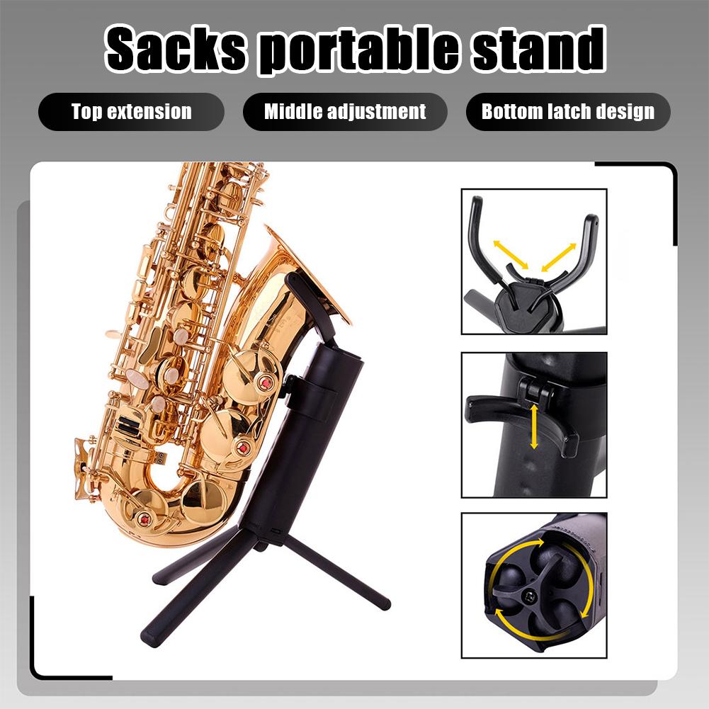 Foldable Alto Saxophone Stand Adjustable Saxophone Tripod Holder Anti-Slip Triangle Base Design Woodwind Protection Accessories