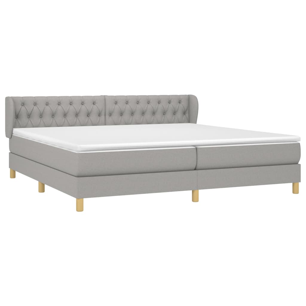 Vidaxl Letto Continentale Con Materasso, Grigio Chiaro, Tessuto 200X200 Cm