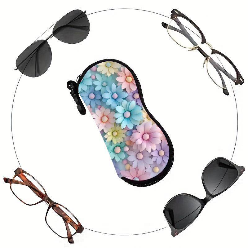 

Protective Glasses Bag Stylish Floral Sunglasses Case Neoprene Eyeglasses Pouch Portable Carabiner Eyewear Case For Students