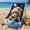 Teddy Bear Night Sky Beach Towel, Microfiber Beach Towel, Perfect For Pool, Beach, Travel, Home Decor Beach Party Fan Gifts