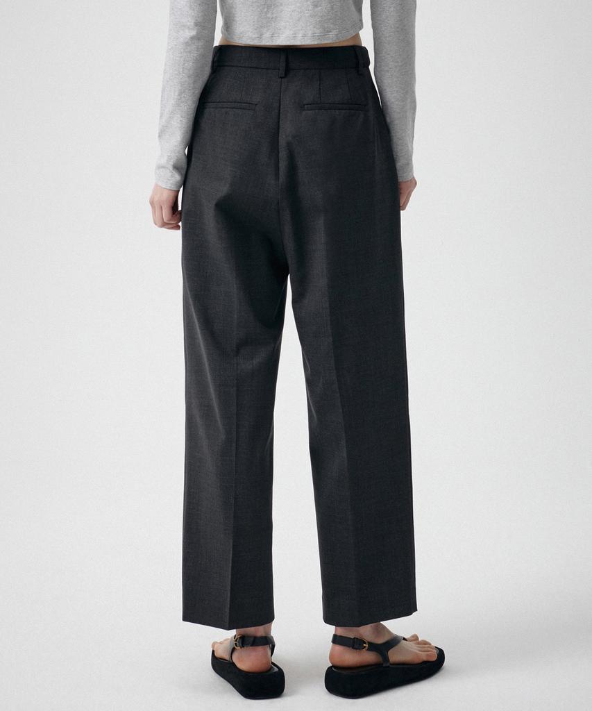 MUSINSA STANDARD WOMAN Women'S Summer Wool Loose Tapered Hidden Banding Slacks [Charcoal Gray]
