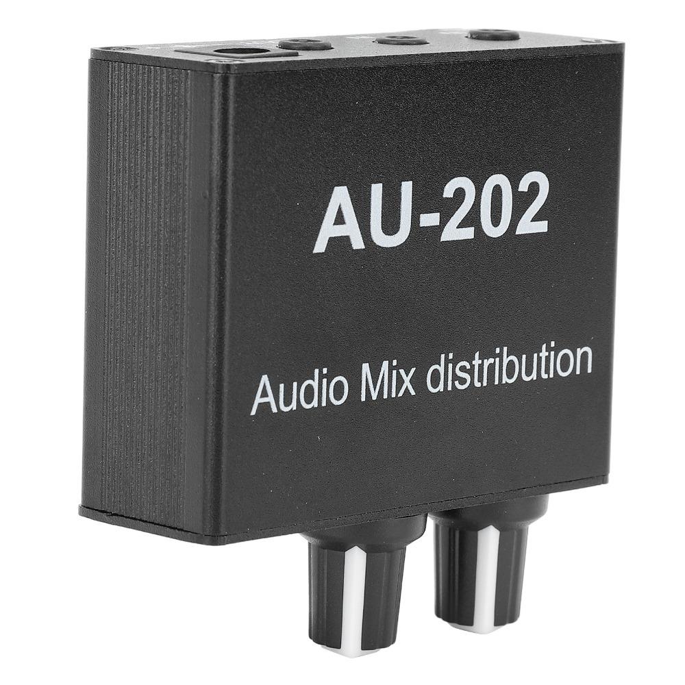 Independent Volume Control Small Sound Mixer 2 In 2 Out Dual-Channel Stereo Mixer  For Headphone