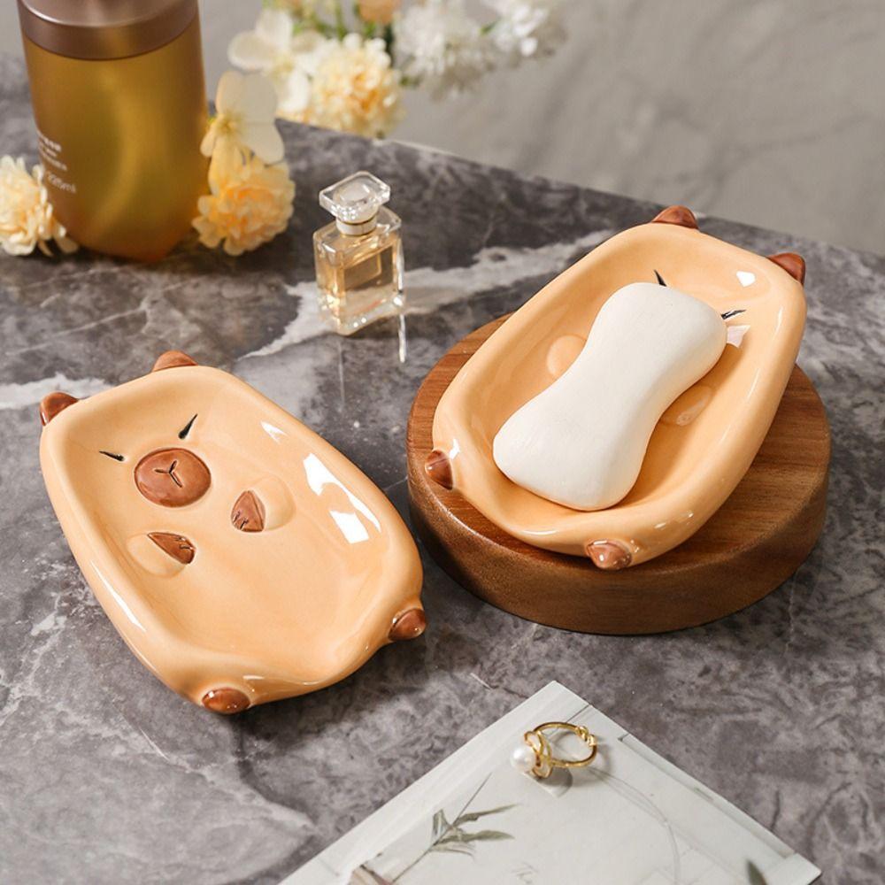 Ceramic Capybara Soap Tray Cartoon Soap Storage Rack Soap Organizer Soap Container  Soap Bars