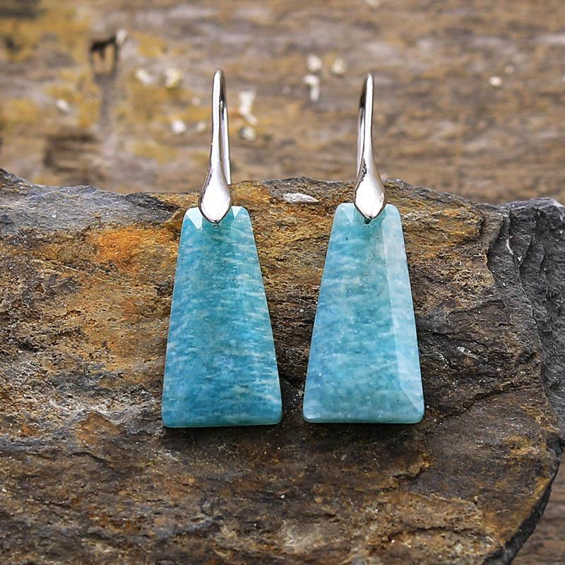 Bohemian geometric pendant earrings, popular natural stone jewelry in Europe and America