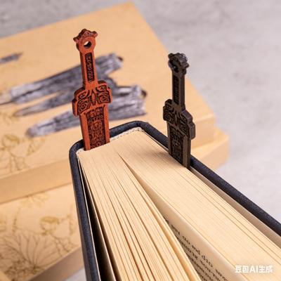 Klassisches Metall-Lesezeichen Schwertform Vintage Chinesische Quaste Detail Antikes Buchzeichen Geschnitzte Schreibwaren Lehrer Schüler Geschenkbox