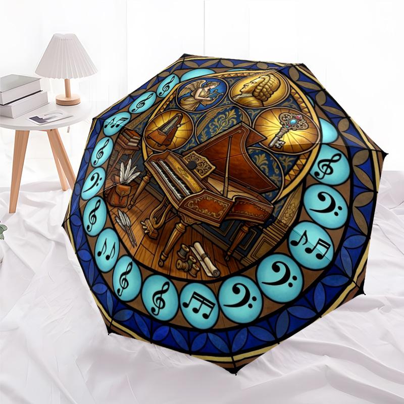 Musicians Legacy Pattern Umbrella, Portable and Foldable Design, 8 Ribs, a Casual Accessory for Halloween, Christmas, and Birthday Gifts.