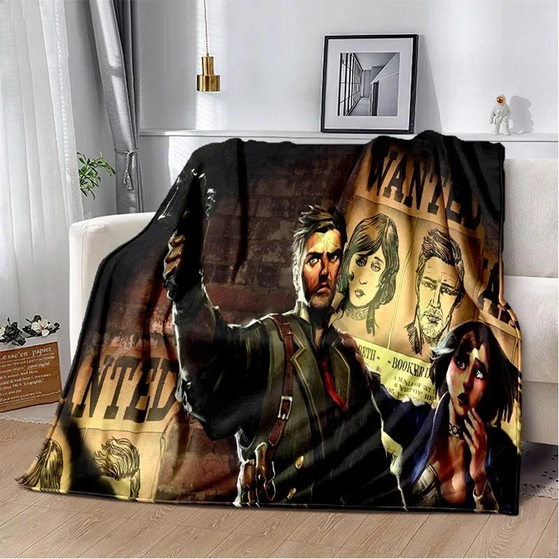3D Retro BioShock Game Gamer Blanket,Soft Throw Blanket for Home Bedroom Bed Sofa Picnic Travel Office Rest Cover Blanket Kids