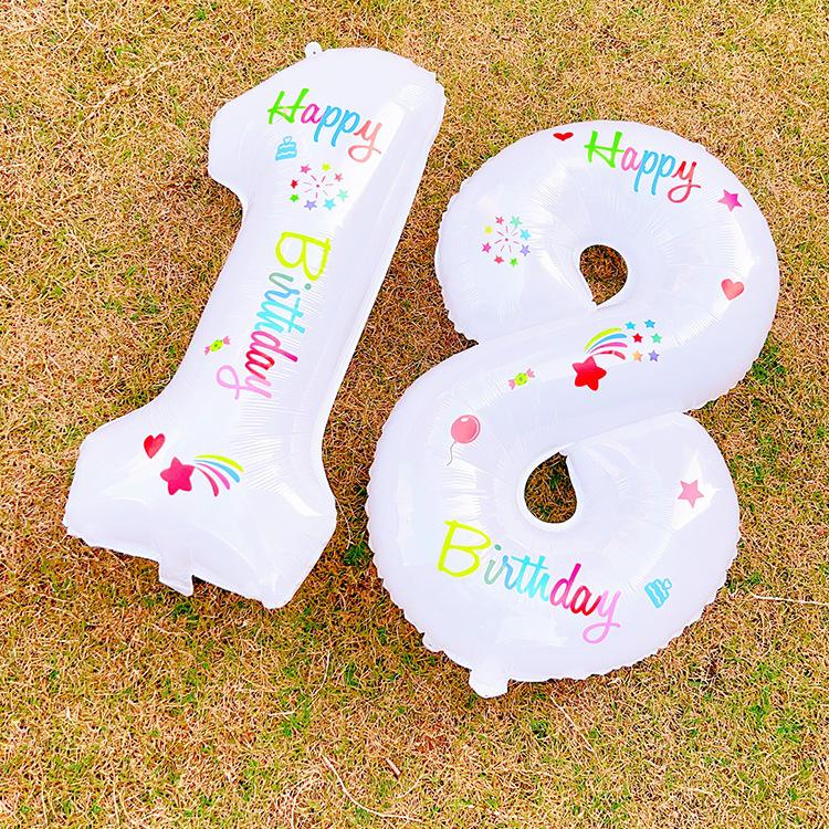 White Number Balloons for Kids' First Birthday Party Decorations