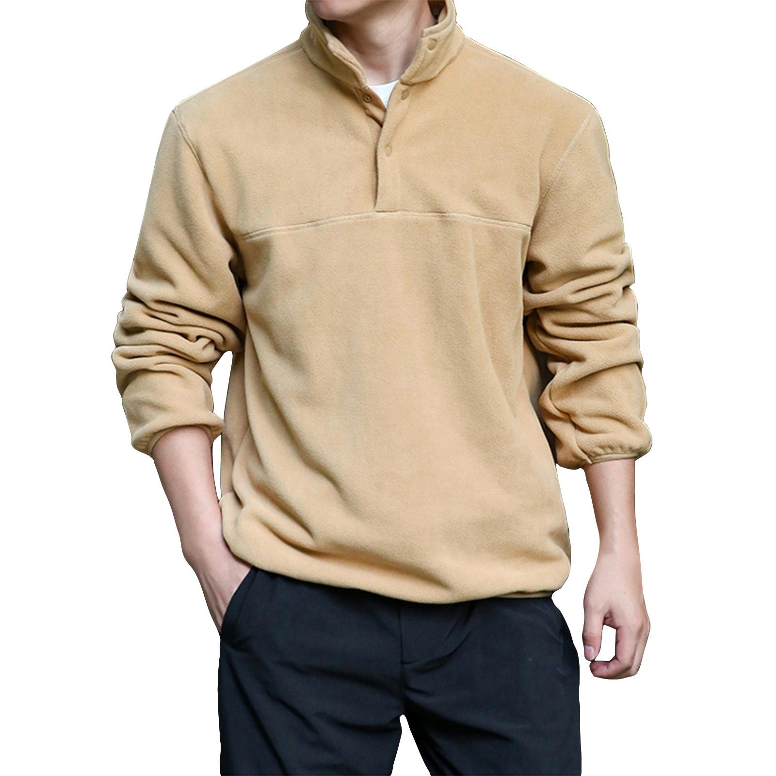 

Мужской однотонный свитшот на пуговицах со стойкой воротником, мужской спортивный повседневный свитшот большого размера M