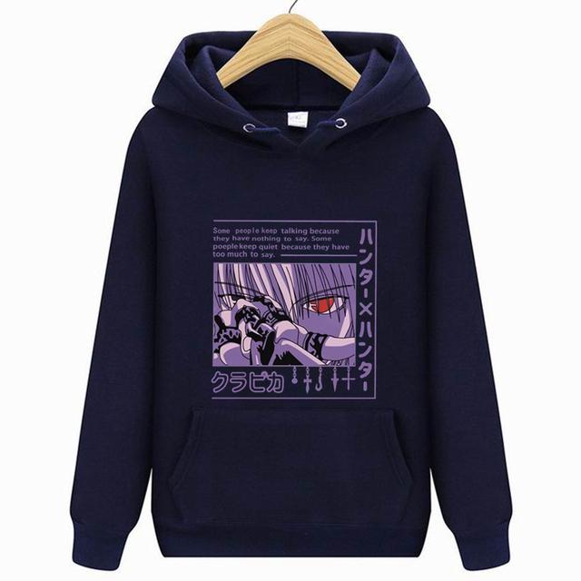 

Мужская и женская толстовка с длинными рукавами Hunter X Hunter для мужчин и женщин, толстовка с длинным рукавом в стиле аниме Манга Курапика HxH Devil Eye XL темно-синий