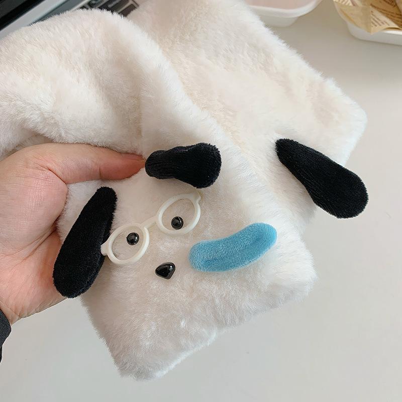 Cute Snotty Puppy Dog Plush Scarf Winter Warm Cold-Proof Neck Guard Scarf Student White Scarf Girly  Accessory Christmas