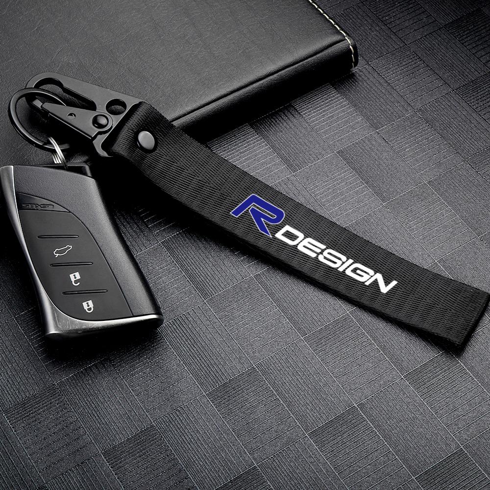1 Stück ABS Nylonband Auto Schlüsselanhänger Auto Emblem Schlüsselanhänger Dekor Anhänger Für Volvo RDESIGN XC90 XC60 XC40 XC70 XC80 S60 S80 V40 V60