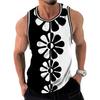 Men's minimalist printed vest fashionable summer round neck 3D printed sleeveless vest casual oversized quick drying clothing