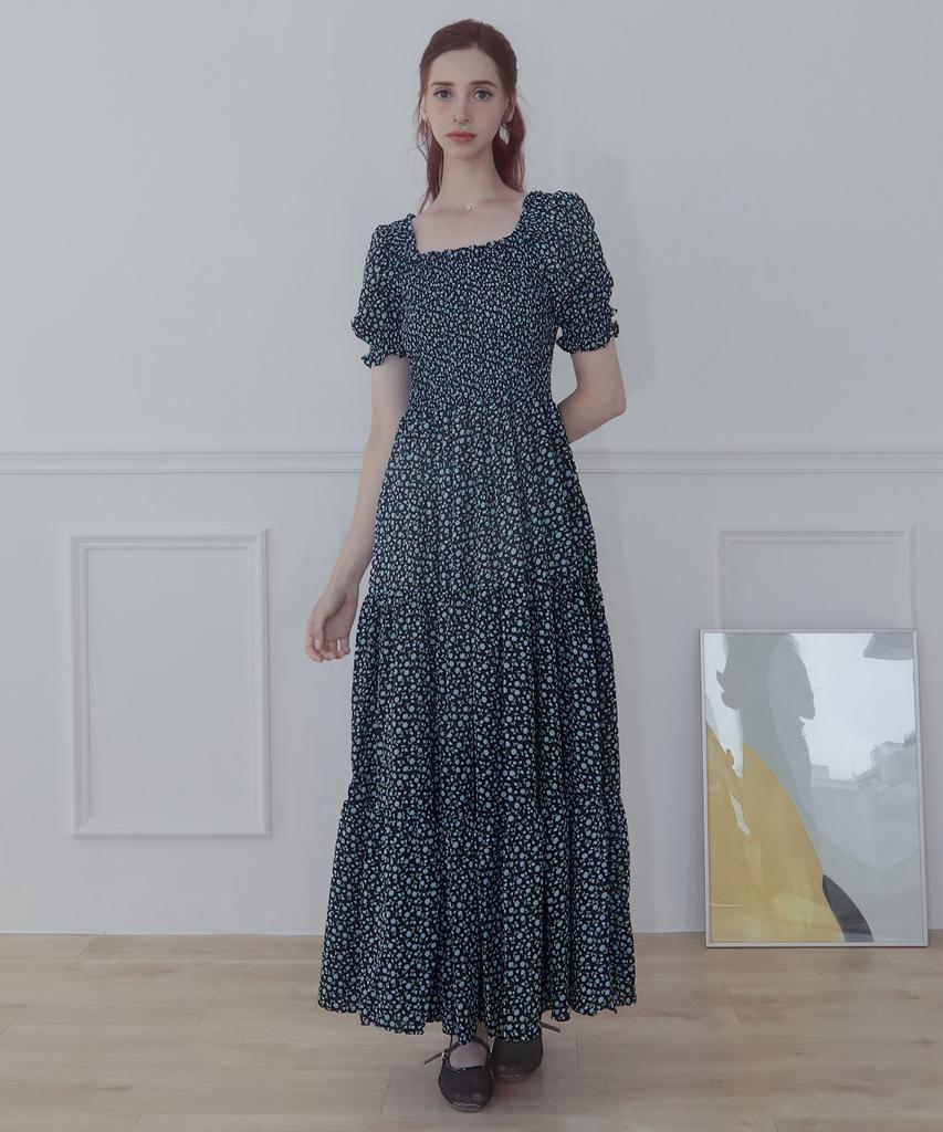 Keulleiseu Flower Smoking Long Dress_Black