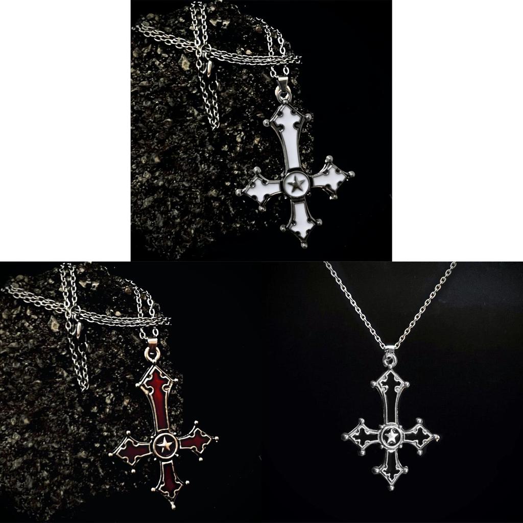 Gothic Cross Pendant Necklace For Women With Alloy Chain And Electroplated Finish