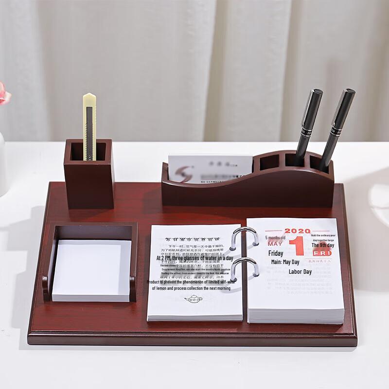 Wooden Desk Calendar Stand with Pen Holder