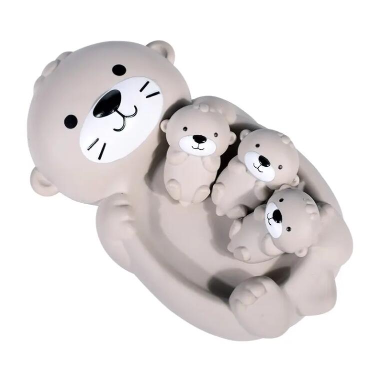Lovely Otter Family Baby Bath Toy Silicone Bathroom Toys Parent-Child Otter Floating Water Toy Soft Squeeze Bathtub Toy for Baby