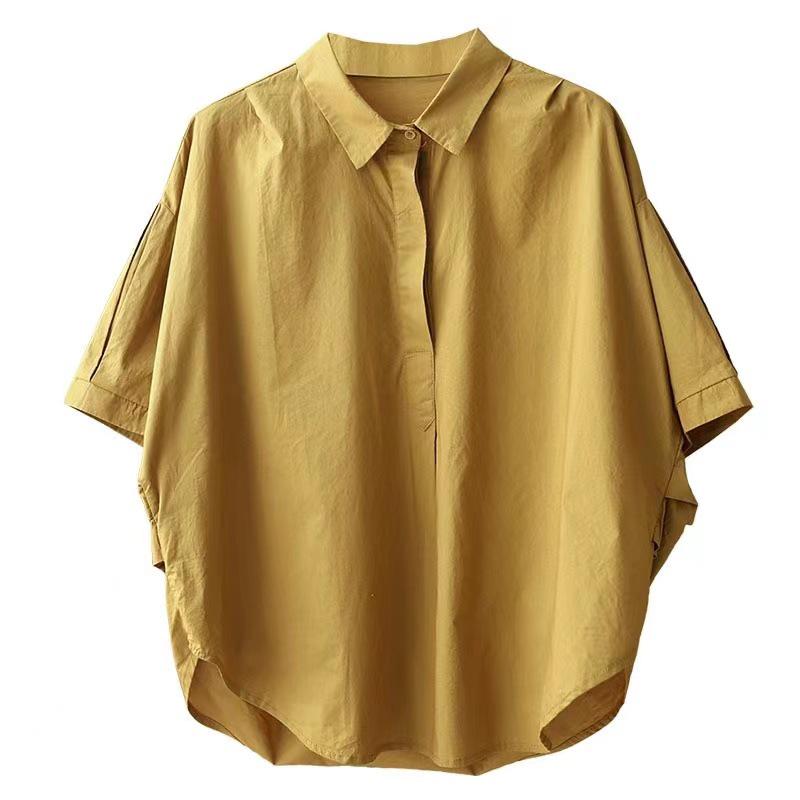 2026 Summer Retro Plus Size Loose Short Sleeve Casual Women's Shirt
