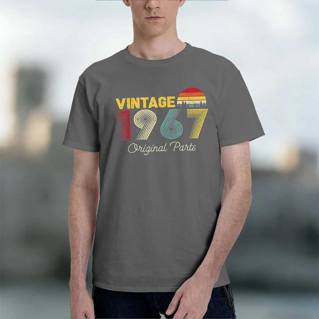 Vintage 1967, All Original Parts 2026 Fashion Heavyweight Hot Selling Retro Printed Pattern Fun Round Neck T-shirt for Daily