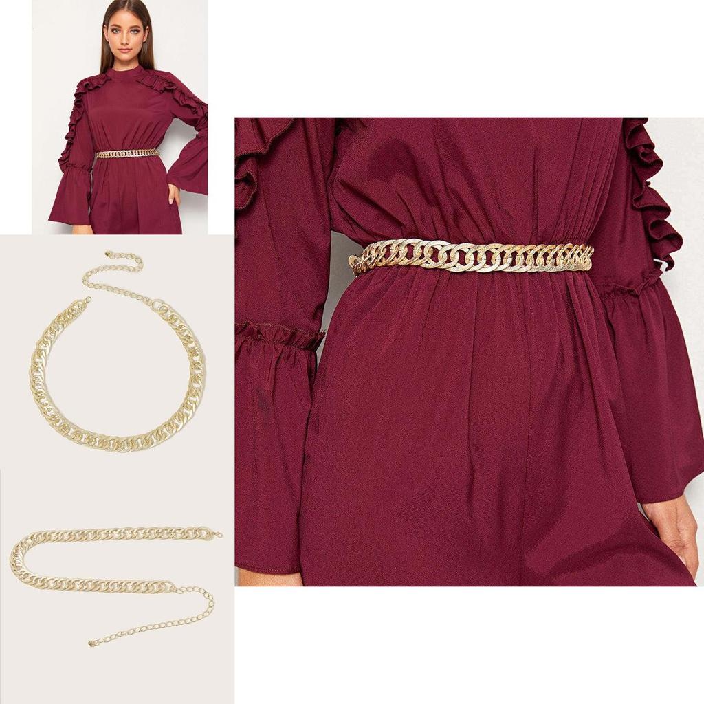 Spring Fashion Waist Jewelry For Women With Geometric Metal Links Suitable For Daily Wear