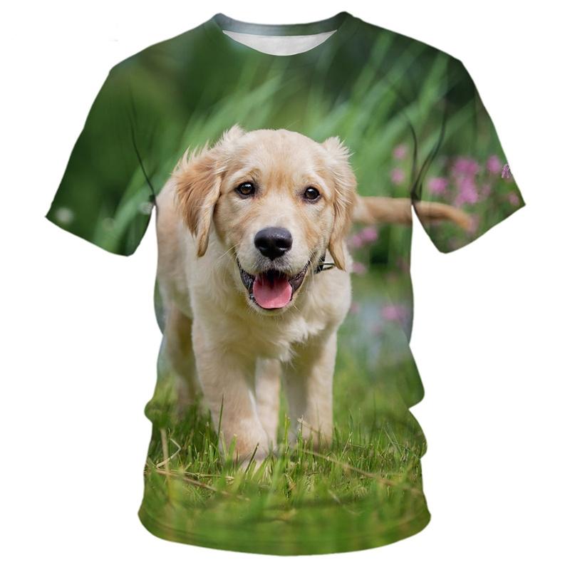 Summer Cute Animal Golden Retriever 3D Print T-Shirts Men Women Short Sleeve TShirt Oversized Harajuku Tees Tops Kids Clothing