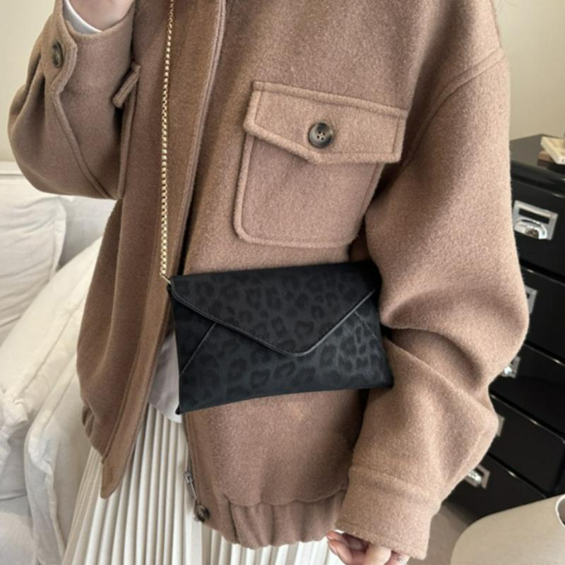 New Leopard Print Shoulder Bag Women Fashi Crossbody Messenger Bag Retro Chain Comfortable and Versatile Texture Phe Bag