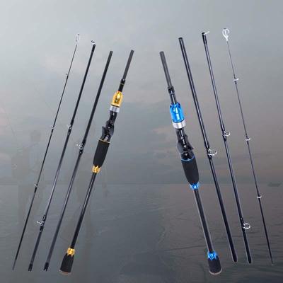 Casting Rod Lure Fishing Rod High-tech 2.1m 4 Sections EVA Handle Carbon Body Gold/Blue Pole Tackle